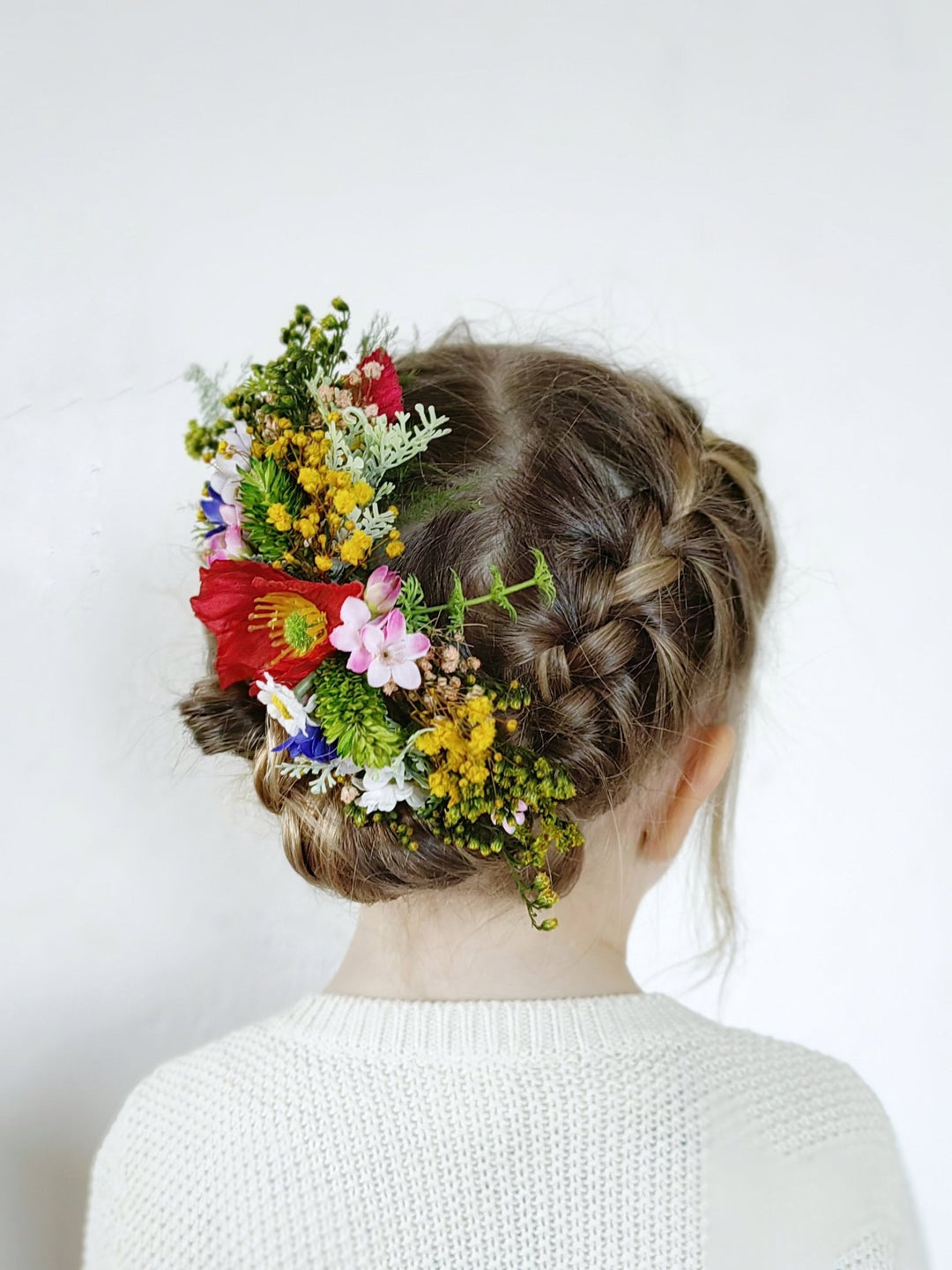 Poppy Flower Hair Comb: Boho Wedding Wildflower Hairpiece – handmade floral hair accessory by magaela