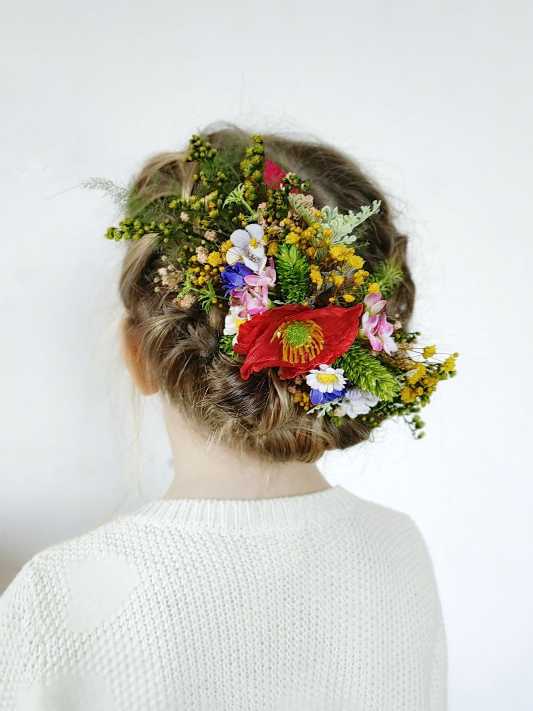 Poppy Flower Hair Comb: Boho Wedding Wildflower Hairpiece – handmade floral hair accessory by magaela