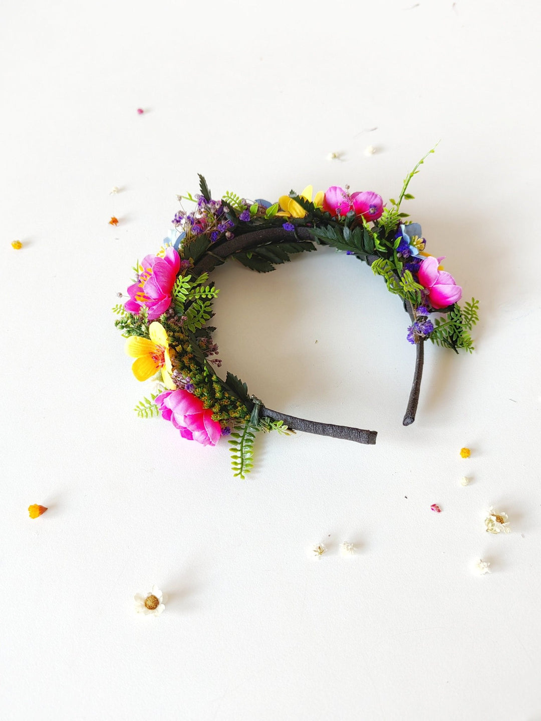 Magenta Flower Headband: Summer Wedding Bridal Headpiece – handmade floral hair accessory by magaela