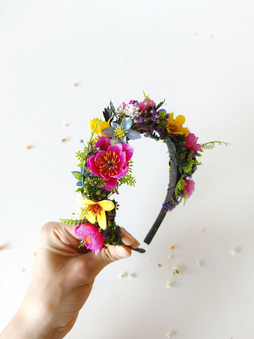 Magenta Flower Headband: Summer Wedding Bridal Headpiece – handmade floral hair accessory by magaela