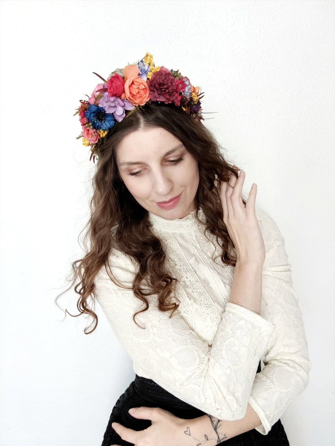 Colorful Floral Headband: Summer Wedding Bridal Headpiece – handmade floral hair accessory by magaela