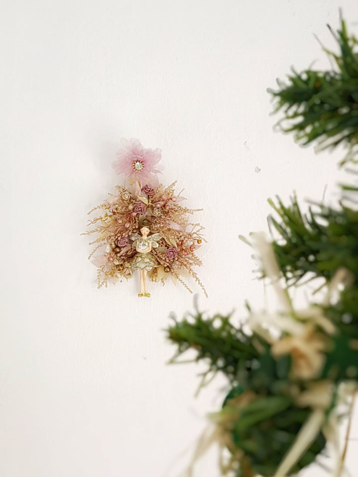 Rose Gold Christmas Tree Decoration: Fairycore Ornament – handmade floral hair accessory by magaela