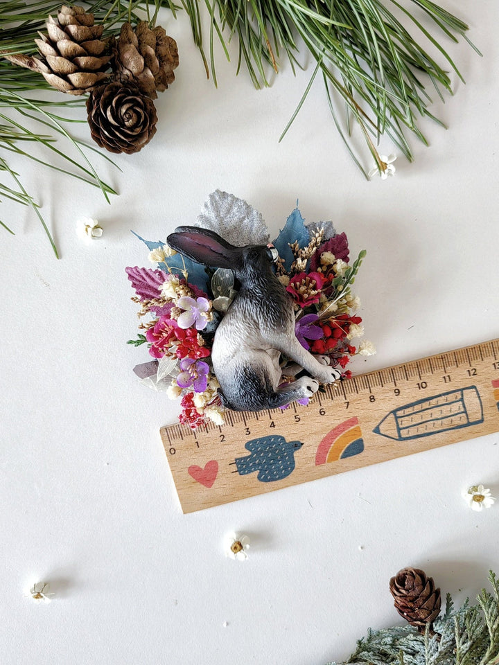 Bunny Brooch: Handmade Rabbit Pin with Flowers – handmade floral hair accessory by magaela