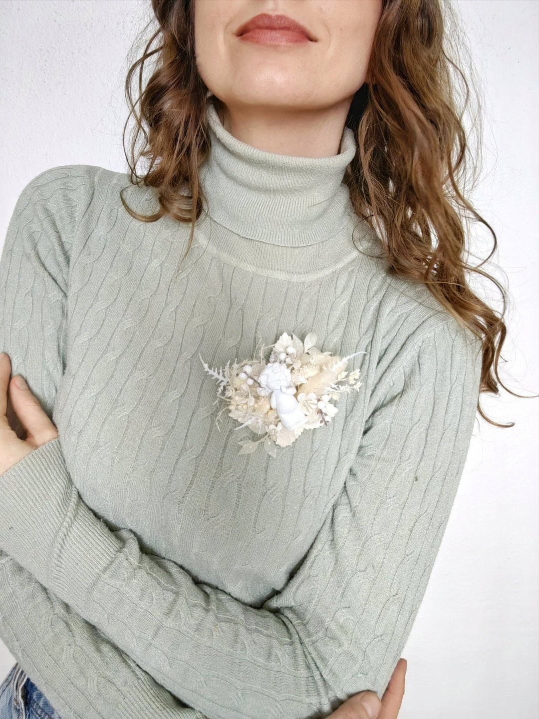 Handmade Angel Brooch: Winter Flower Jewelry – handmade floral hair accessory by magaela