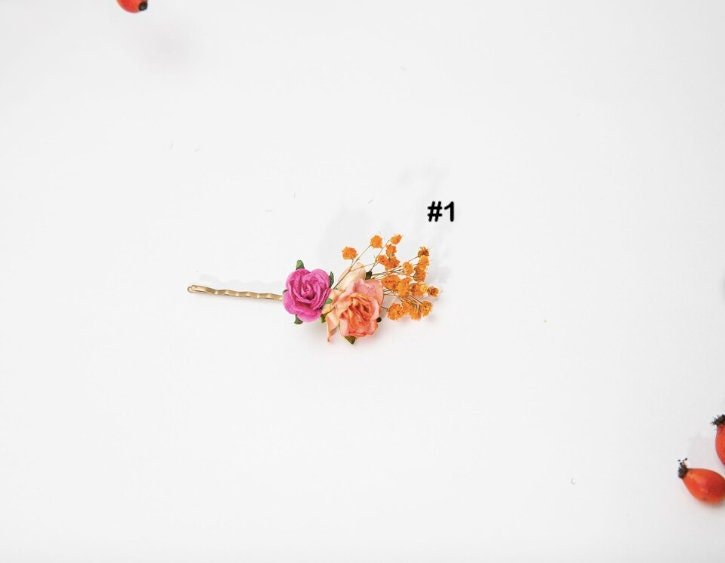 Frida Flower Hair Pins: Wedding Hair Clips, Customizable Jewelry – handmade floral hair accessory by magaela