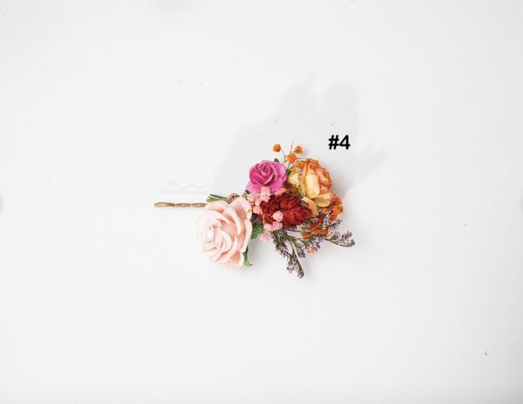 Frida Flower Hair Pins: Wedding Hair Clips, Customizable Jewelry – handmade floral hair accessory by magaela