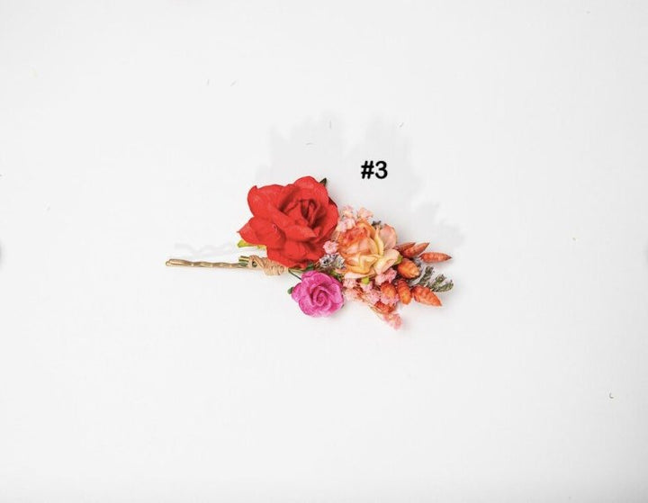 Frida Flower Hair Pins: Wedding Hair Clips, Customizable Jewelry – handmade floral hair accessory by magaela