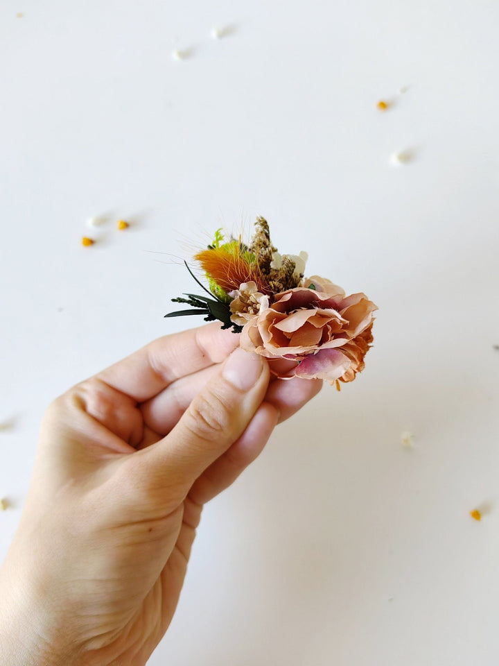 Terracotta Flower Ring: Boho Floral Jewelry, Adjustable Band – handmade floral hair accessory by magaela