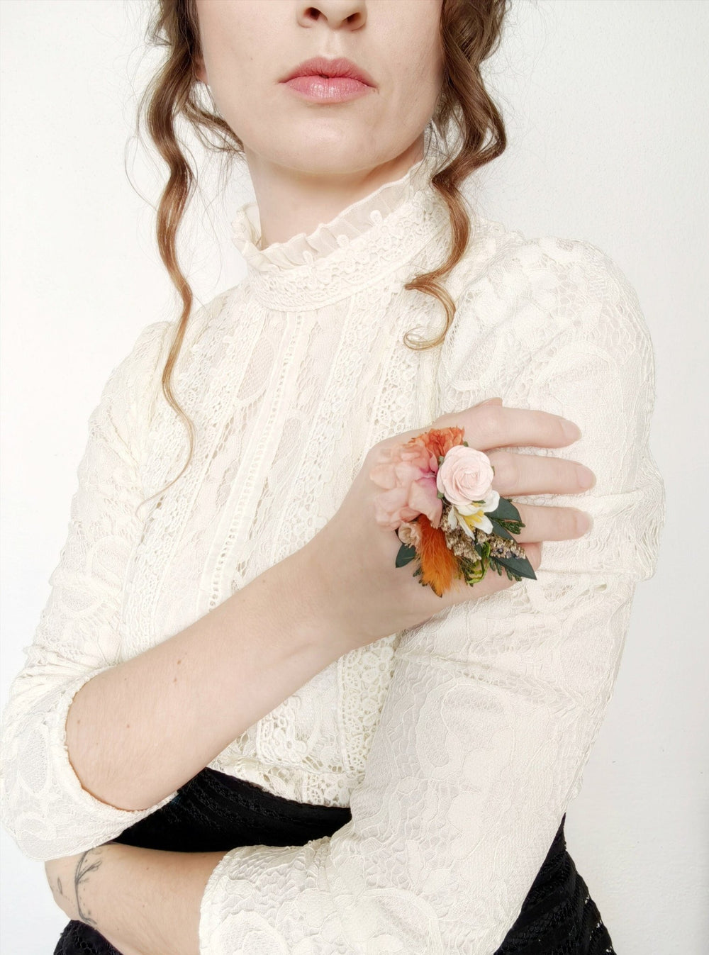 Terracotta Flower Ring: Boho Floral Jewelry, Adjustable Band – handmade floral hair accessory by magaela