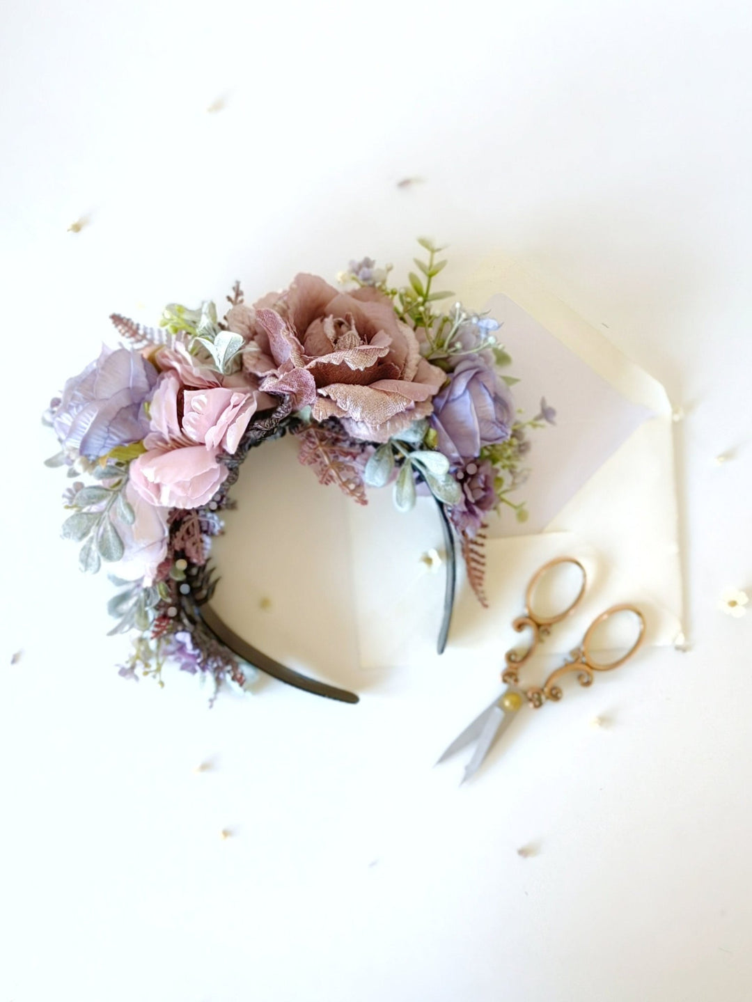Violet Flower Headband: Frida Inspired Purple Floral Crown – handmade floral hair accessory by magaela