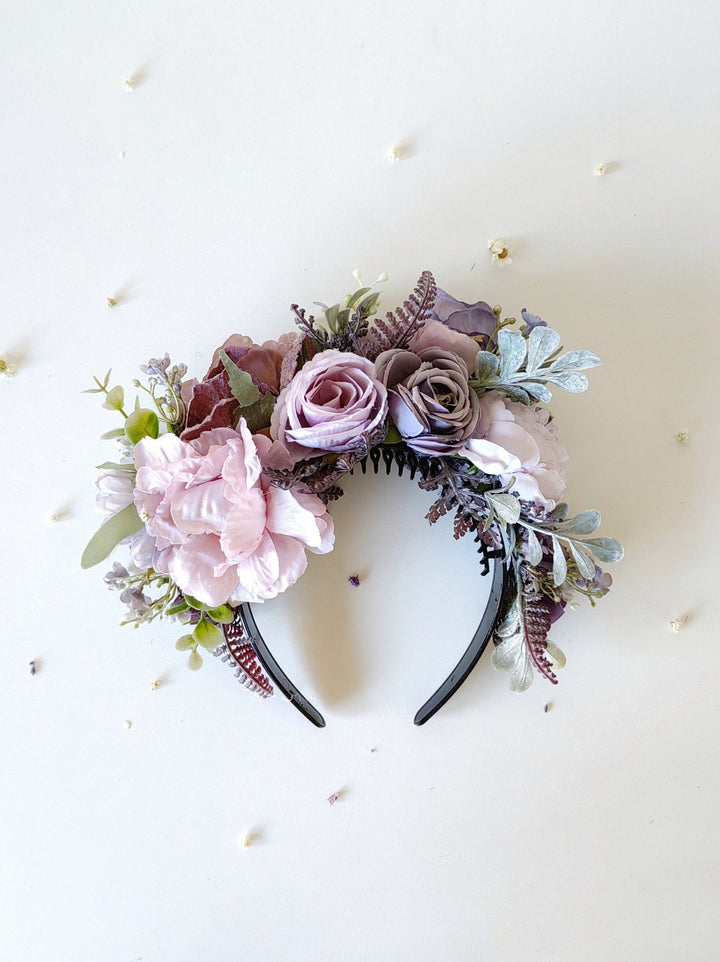 Violet Flower Headband: Frida Inspired Purple Floral Crown – handmade floral hair accessory by magaela