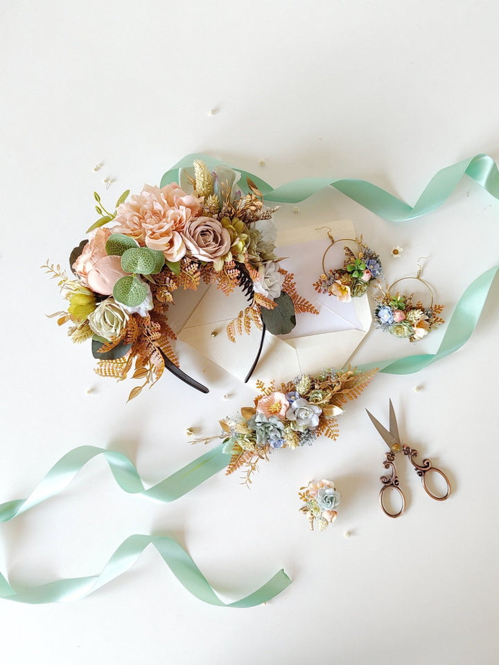 Pastel Flower Ring: Boho Wedding Jewelry, Adjustable Band – handmade floral hair accessory by magaela