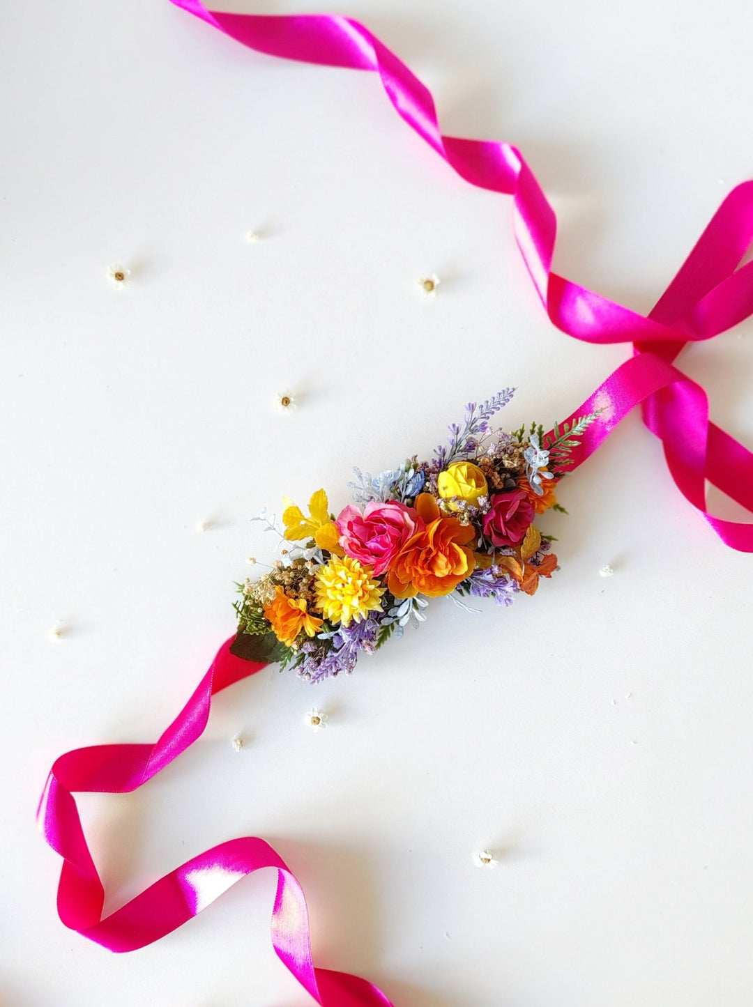 Floral Bridal Belt: Colorful Wildflower Wedding Dress Sash – handmade floral hair accessory by magaela