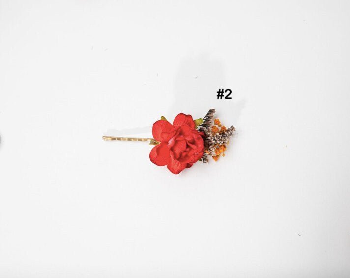 Frida Flower Hair Pins: Wedding Hair Clips, Customizable Jewelry – handmade floral hair accessory by magaela