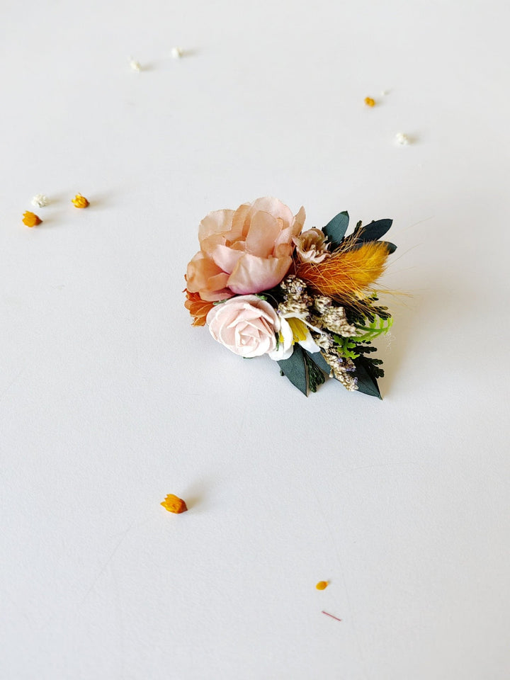 Terracotta Flower Ring: Boho Floral Jewelry, Adjustable Band – handmade floral hair accessory by magaela