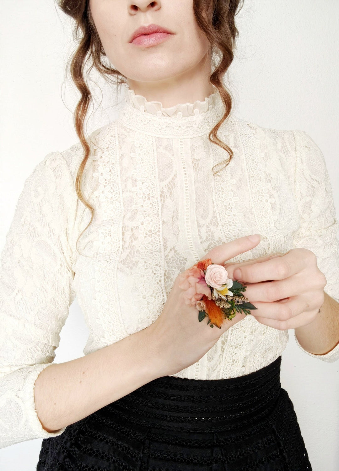 Terracotta Flower Ring: Boho Floral Jewelry, Adjustable Band – handmade floral hair accessory by magaela