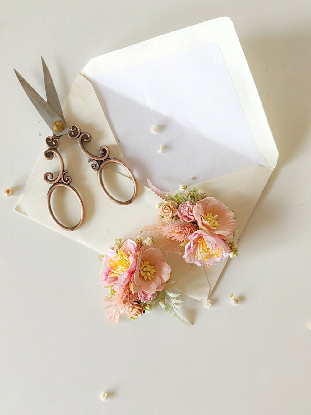 Peach & Pink Flower Shoe Clips: Romantic Bridal Accessory – handmade floral hair accessory by magaela