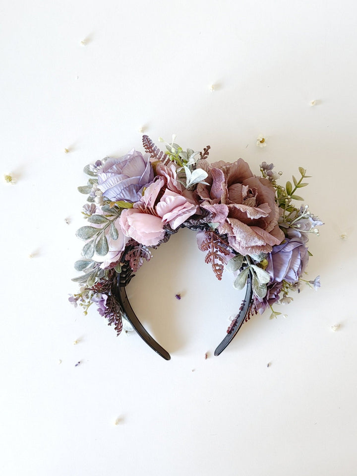 Violet Flower Headband: Frida Inspired Purple Floral Crown – handmade floral hair accessory by magaela