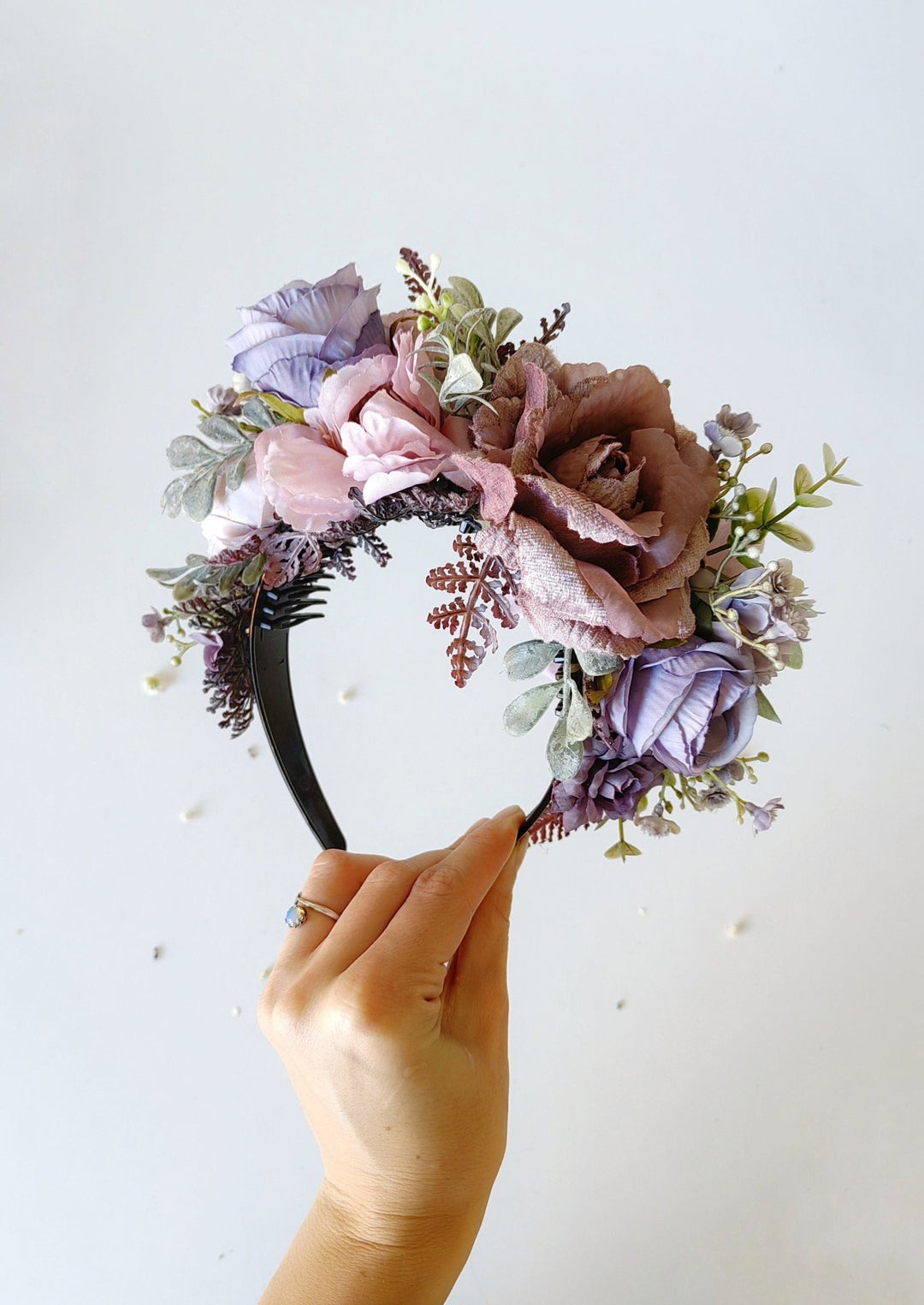 Violet Flower Headband: Frida Inspired Purple Floral Crown – handmade floral hair accessory by magaela