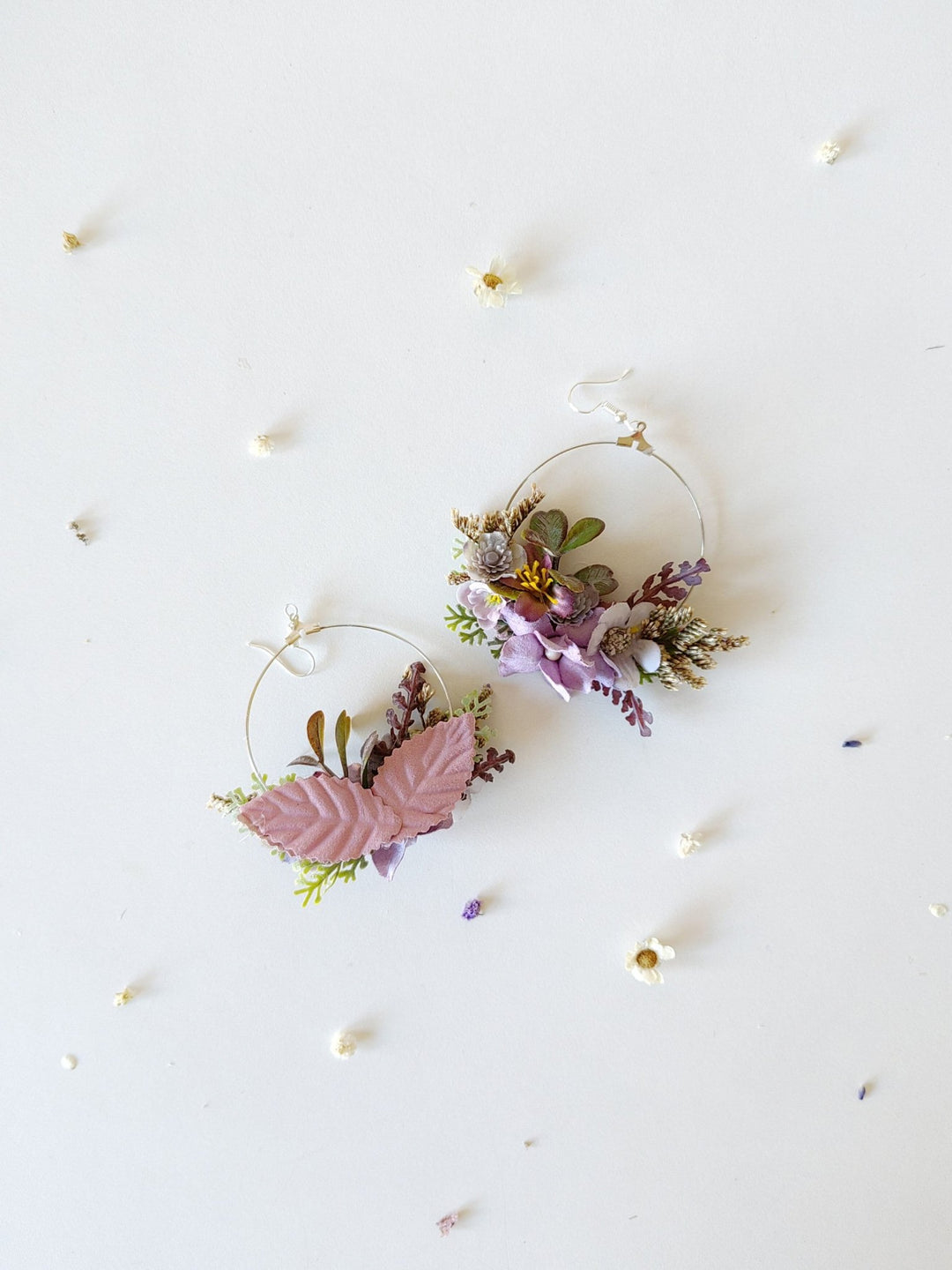 Purple Flower Circle Earrings: Bridal Wedding Jewelry – handmade floral hair accessory by magaela