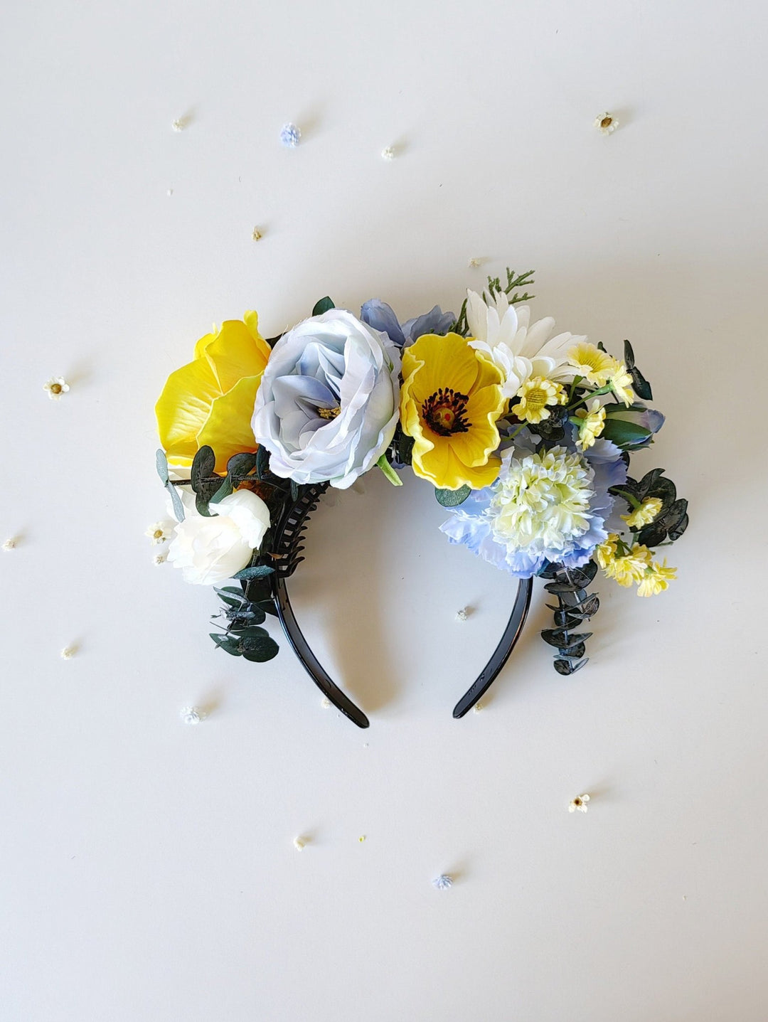 Frida Flower Crown Headband: Daisy Anemone, Reversible Summer Meadow – handmade floral hair accessory by magaela