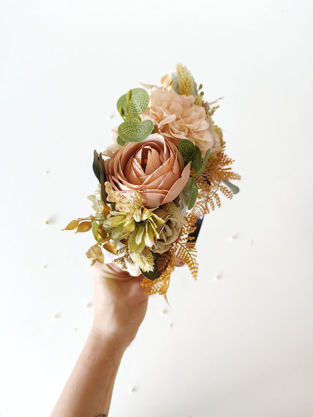 Pastel Frida Flower Headband: Peach Garden Wedding Crown – handmade floral hair accessory by magaela