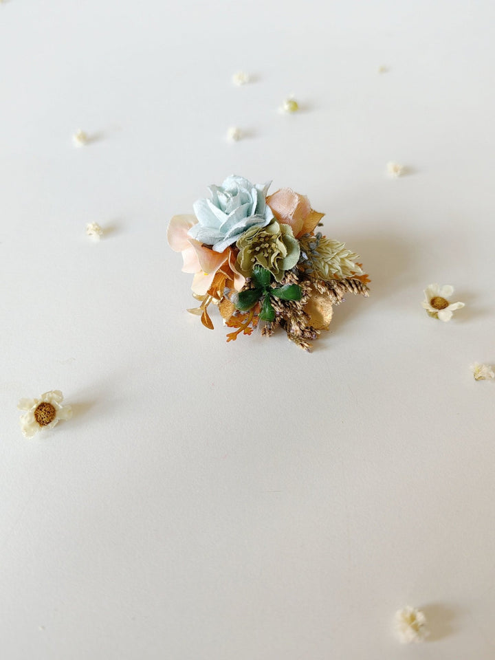 Pastel Flower Ring: Boho Wedding Jewelry, Adjustable Band – handmade floral hair accessory by magaela