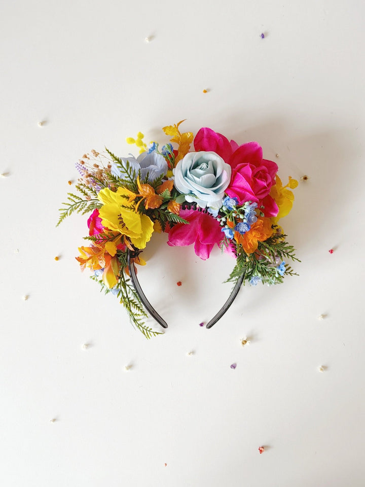 Frida Flower Headband: Magenta Floral Crown, Boho Wedding – handmade floral hair accessory by magaela