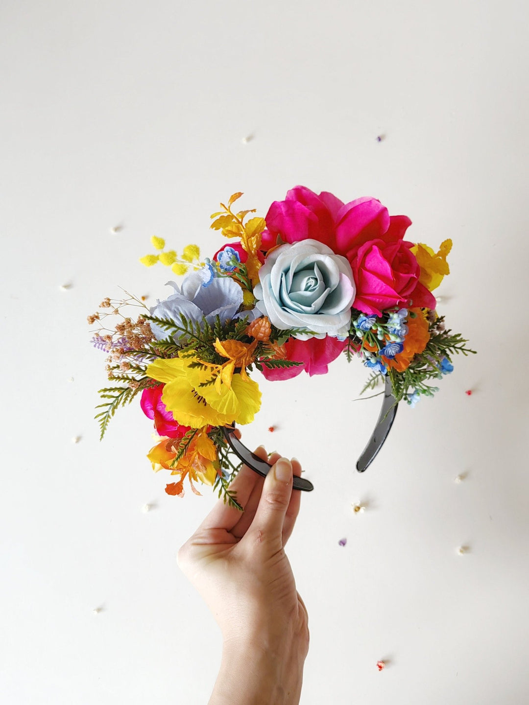 Frida Flower Headband: Magenta Floral Crown, Boho Wedding – handmade floral hair accessory by magaela