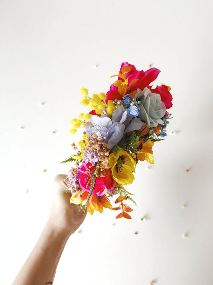 Frida Flower Headband: Magenta Garden Wedding Crown, Boho Floral Accessory – handmade floral hair accessory by magaela