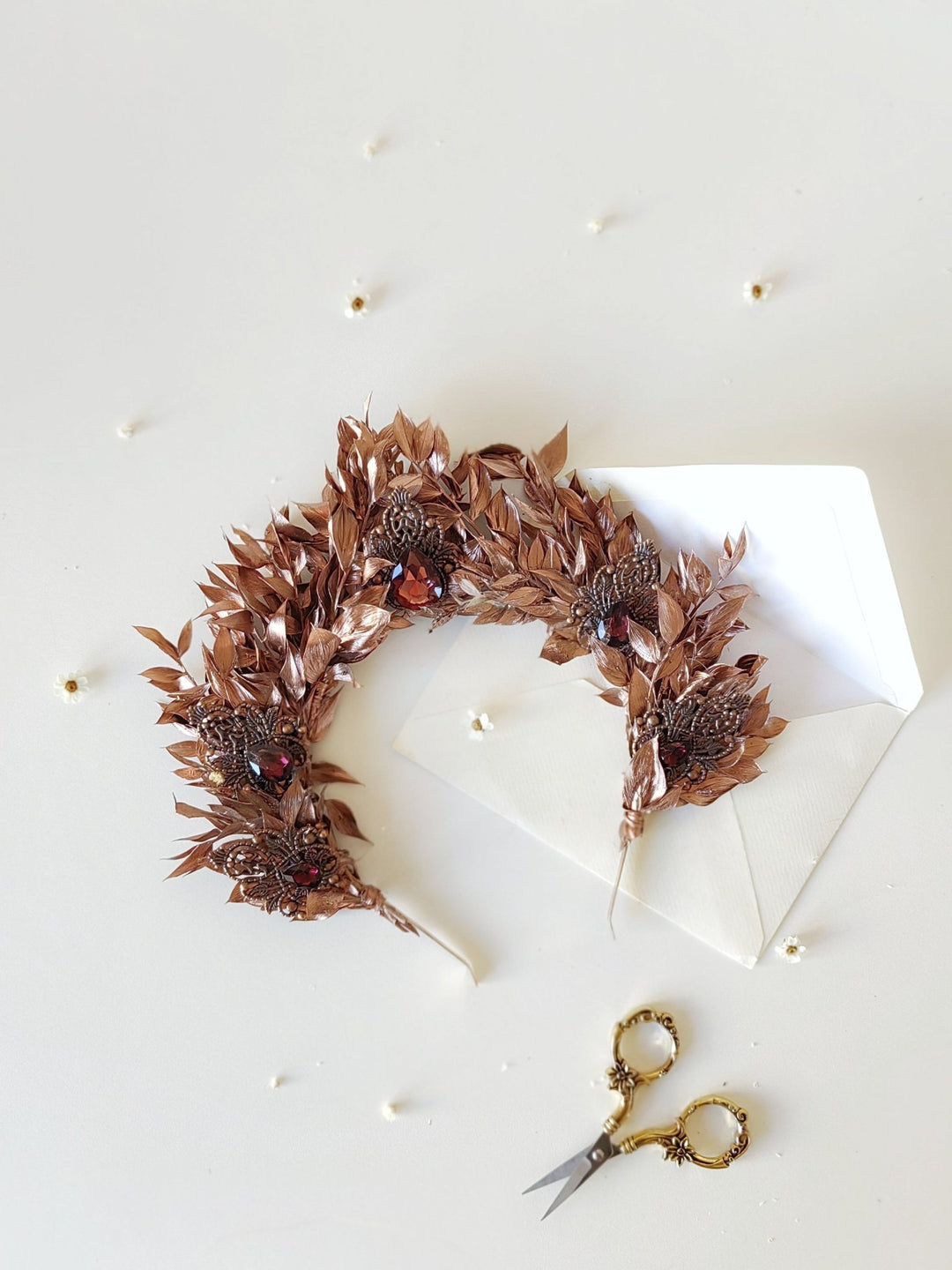 Bronze Bridal Crown: Glamour Flower Hair Tiara, Vintage Wedding – handmade floral hair accessory by magaela