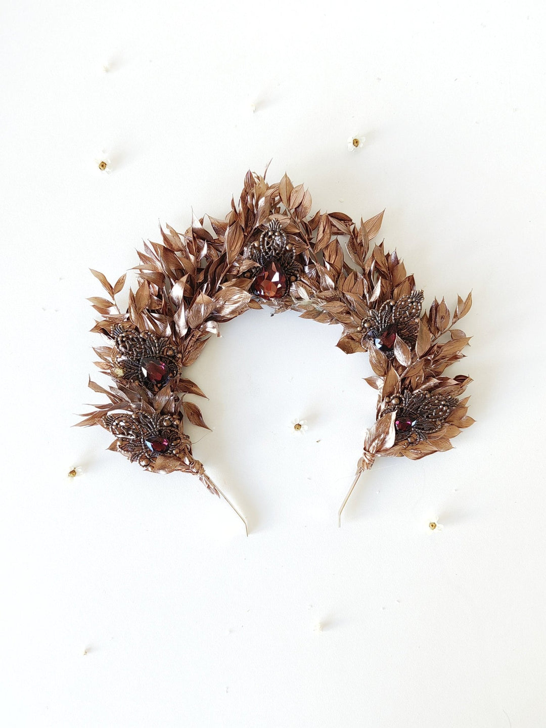 Bronze Bridal Crown: Glamour Flower Hair Tiara, Vintage Wedding – handmade floral hair accessory by magaela