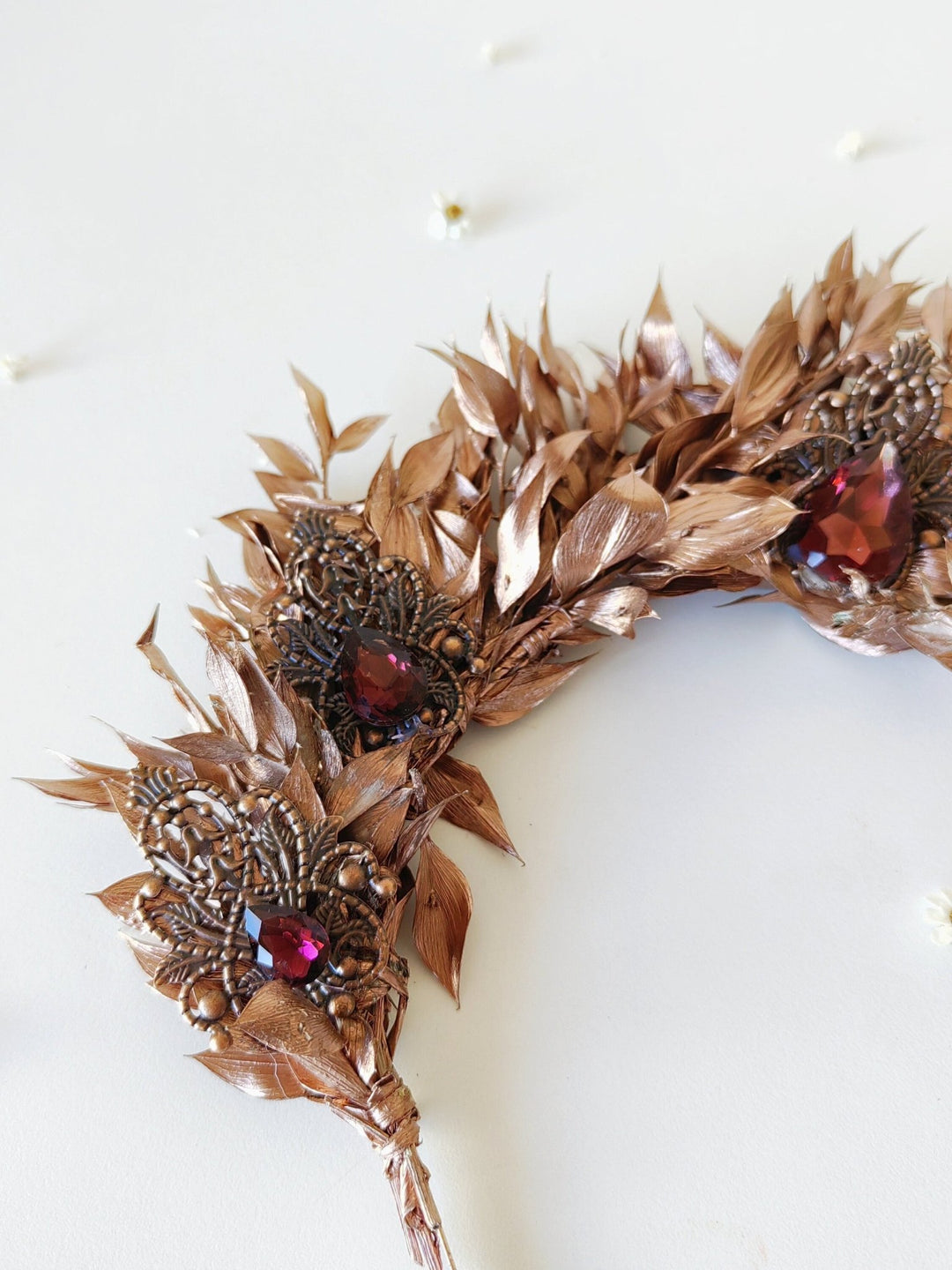 Bronze Bridal Crown: Glamour Flower Hair Tiara, Vintage Wedding – handmade floral hair accessory by magaela