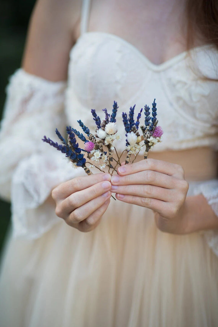 Preserved Lavender Wedding Bouquet: Handmade Dried Bridal Bouquet – handmade floral hair accessory by magaela
