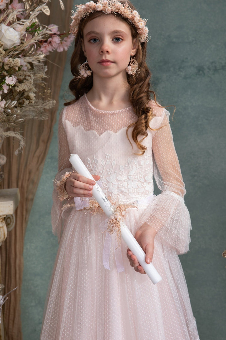 Floral Candle Decoration: Handmade First Holy Communion Candle Wreath – handmade floral hair accessory by magaela