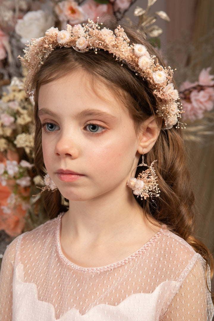 Handmade Floral Circle Earrings: Preserved Pale Pink Flowers – handmade floral hair accessory by magaela