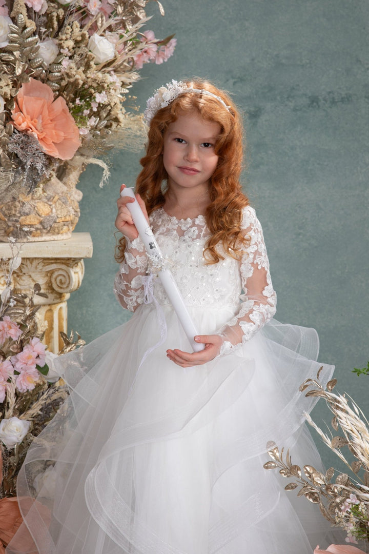 Handmade Floral Candle Decoration: First Holy Communion Candle Wreath – handmade floral hair accessory by magaela