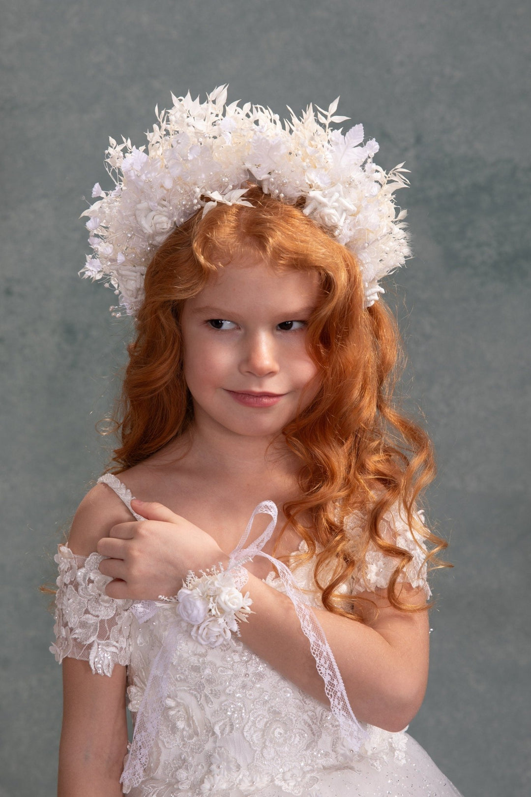 First Communion Flower Bracelet: Handmade Floral Lace Wrist Corsage – handmade floral hair accessory by magaela