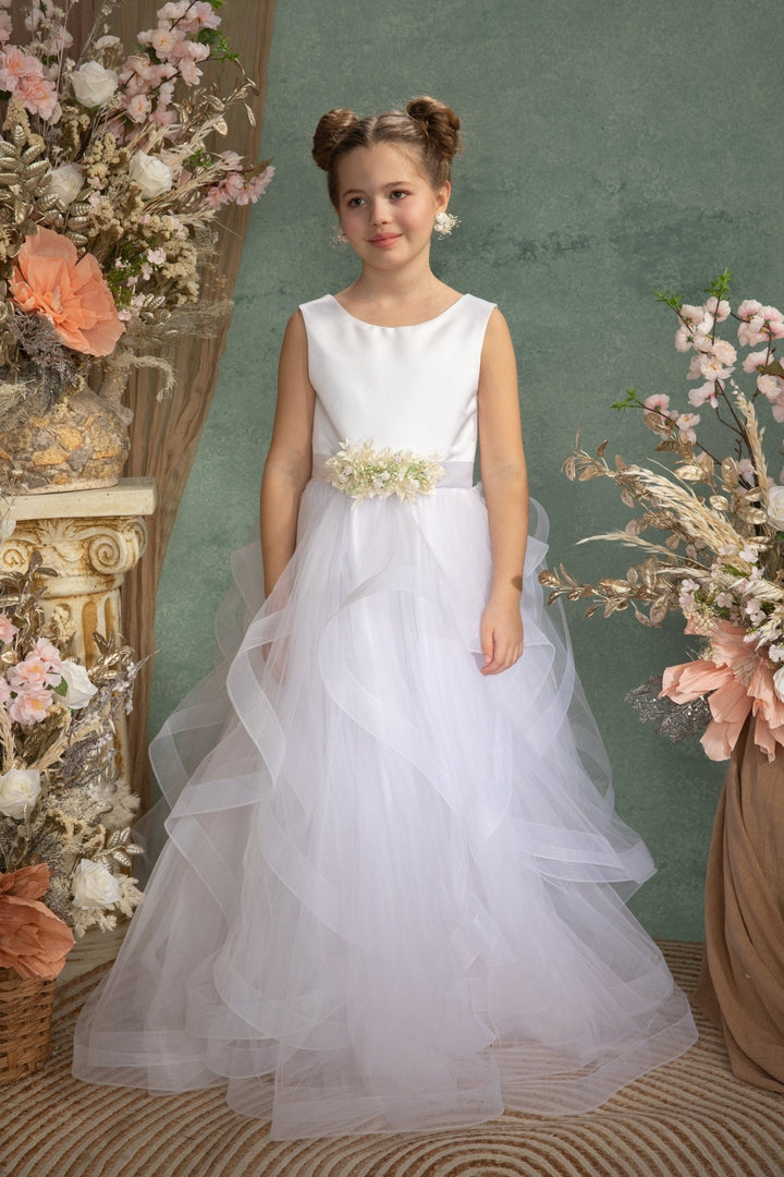 Cream Flower Girl Belt: Romantic First Communion Dress Sash – handmade floral hair accessory by magaela