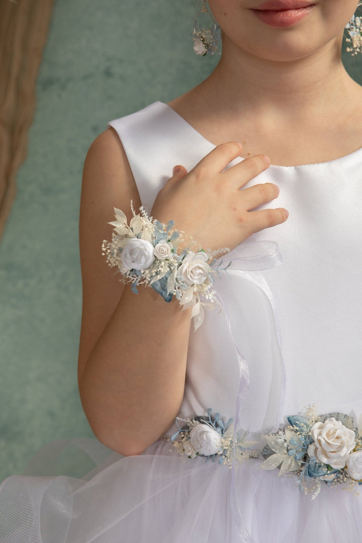 White Flower Wrist Corsage: Handmade Communion Bracelet – handmade floral hair accessory by magaela