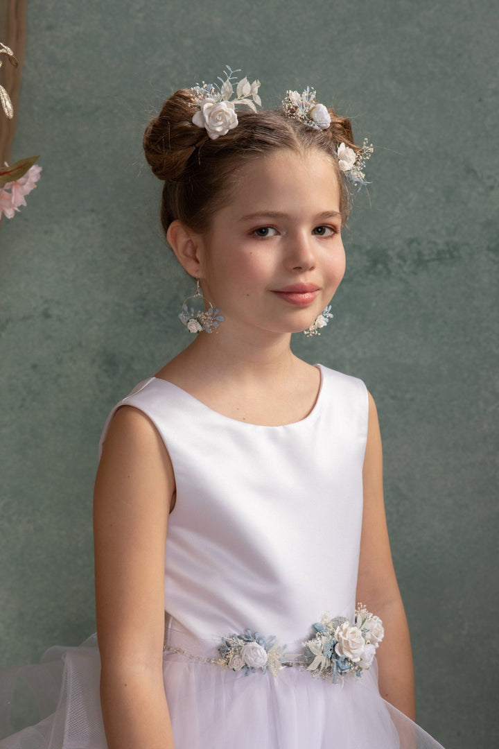 Handmade Flower Circle Earrings: Holy Communion Wedding Jewelry – handmade floral hair accessory by magaela