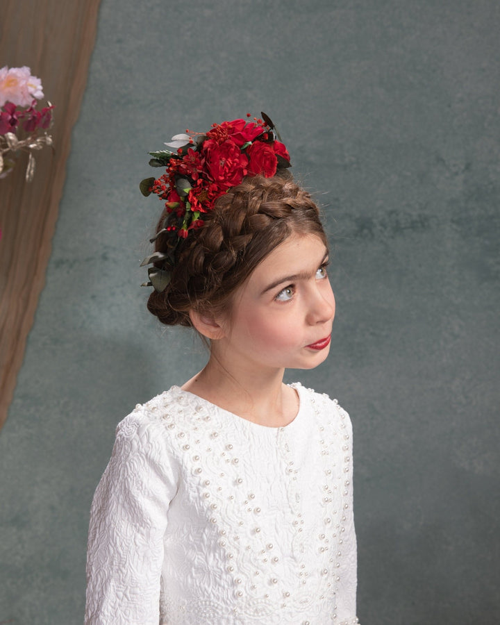 Red Frida Flower Headband: Little Frida, Mexican Floral Crown – handmade floral hair accessory by magaela