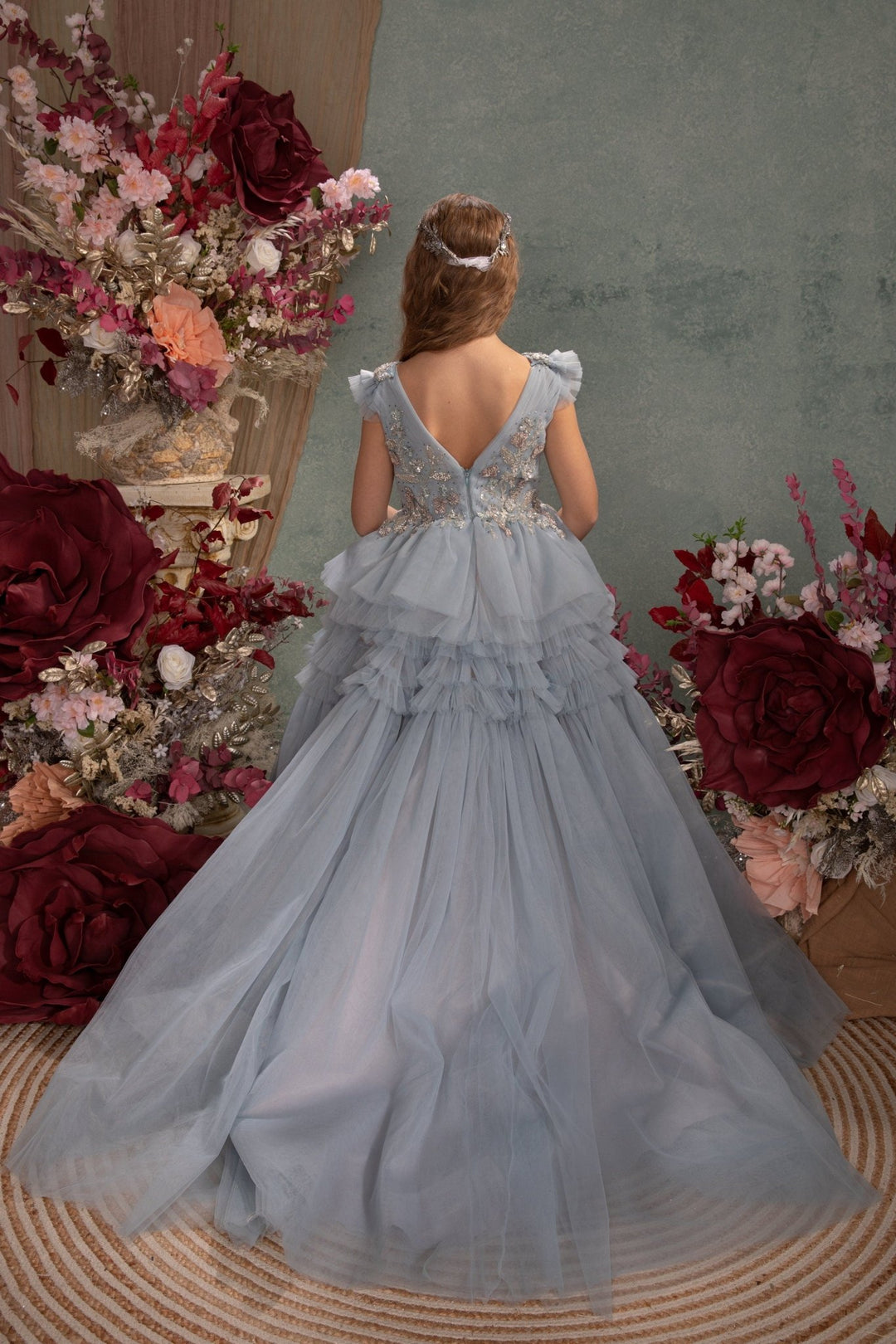 Silver Glamour Bridal Crown: Holy Communion Tiara – handmade floral hair accessory by magaela