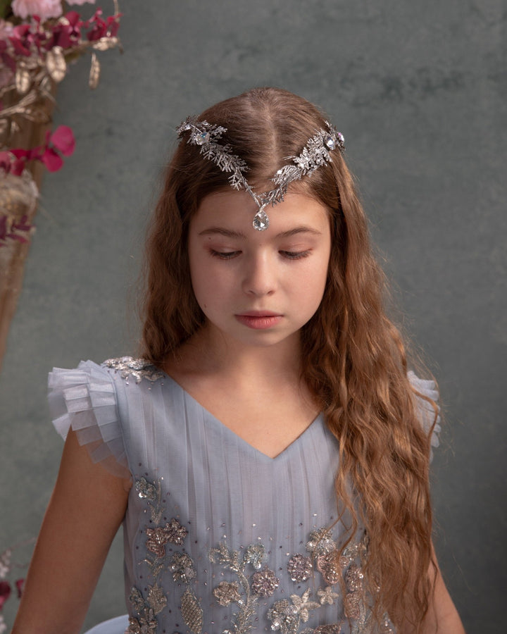 Silver Glamour Bridal Crown: Holy Communion Tiara – handmade floral hair accessory by magaela