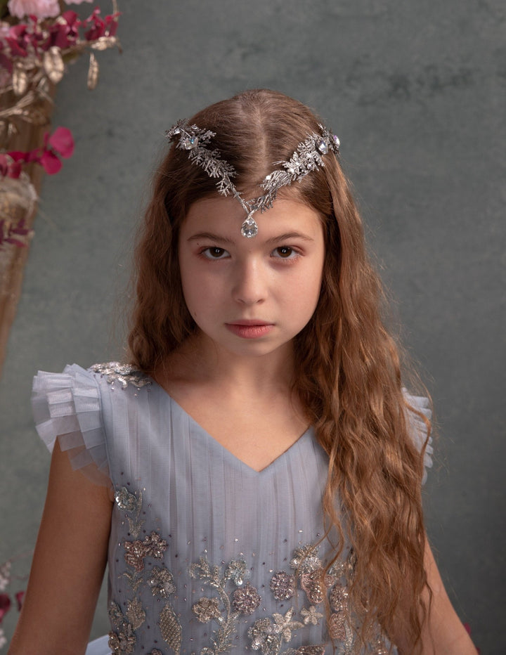 Silver Glamour Bridal Crown: Holy Communion Tiara – handmade floral hair accessory by magaela