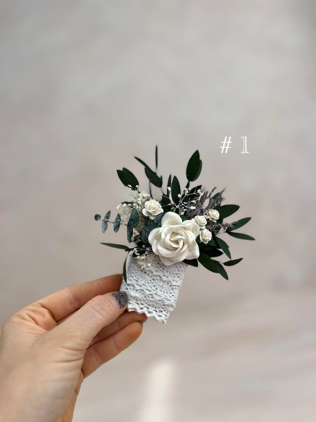 Eucalyptus & White Rose Boutonniere: Romantic Pocket Square Lapel – handmade floral hair accessory by magaela