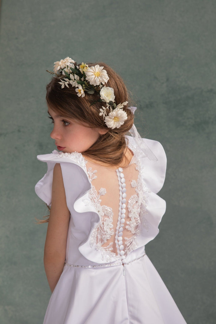 Cream Flower Wreath: Romantic Communion Headpiece – handmade floral hair accessory by magaela