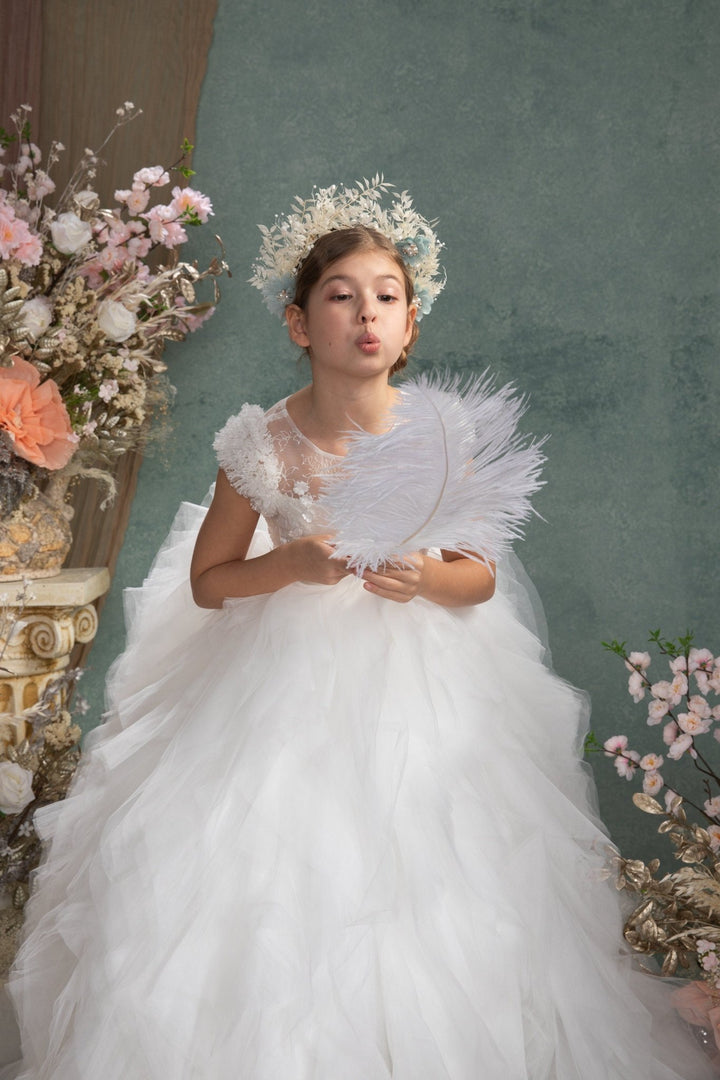 Vintage Bridal Flower Crown: Cream & Blue Wedding Headpiece – handmade floral hair accessory by magaela