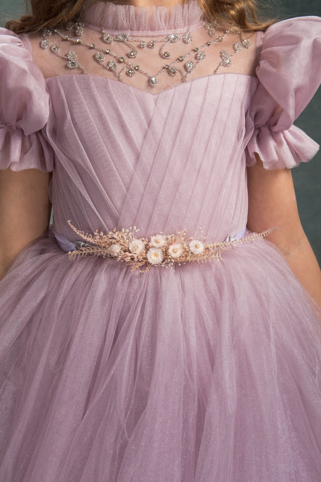 Preserved Flower Girl Belt: Pale Pink Cream Floral Communion Accessory – handmade floral hair accessory by magaela