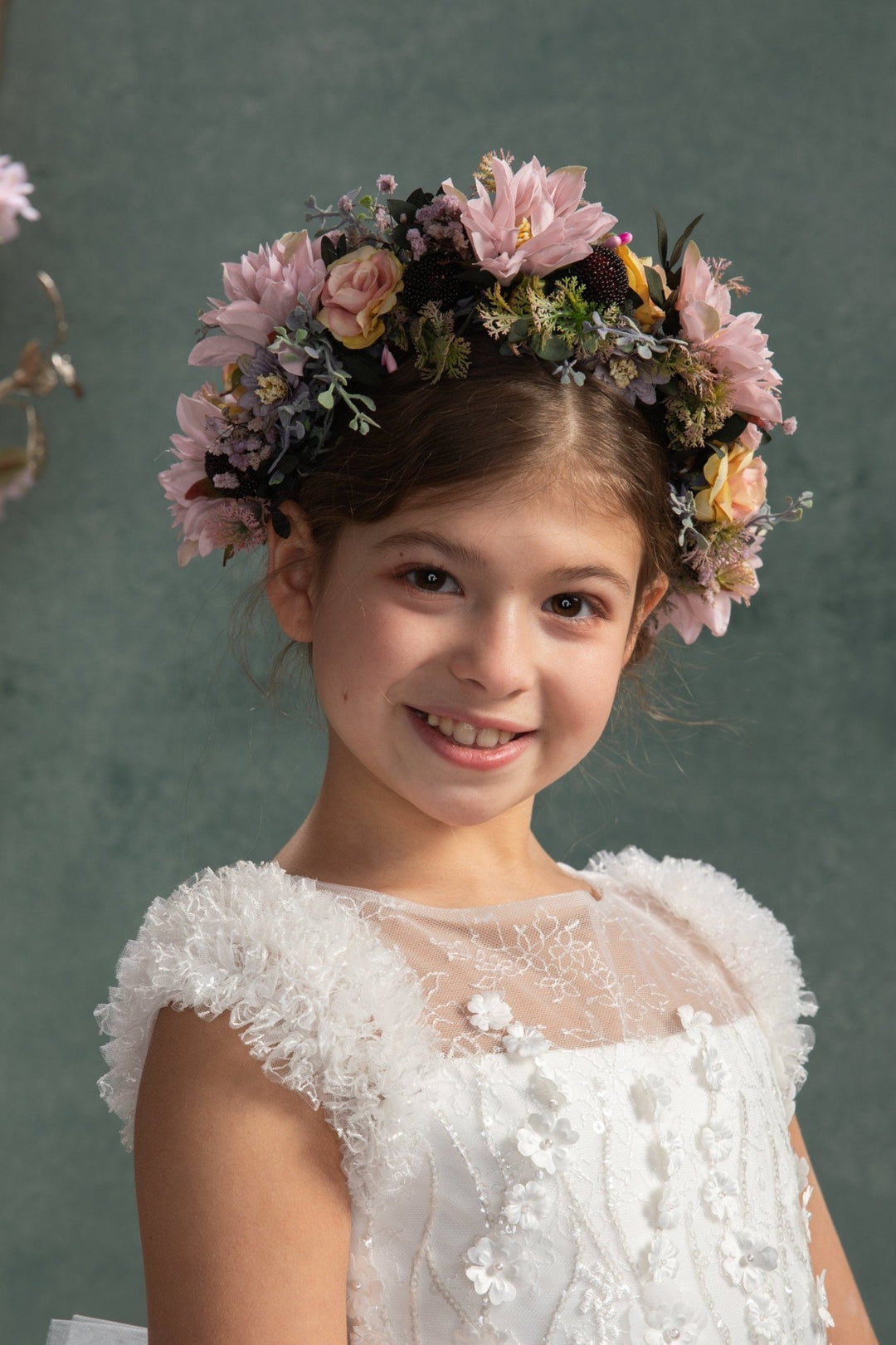 Pastel Flower Wedding Crown: Romantic Bridal Headpiece – handmade floral hair accessory by magaela